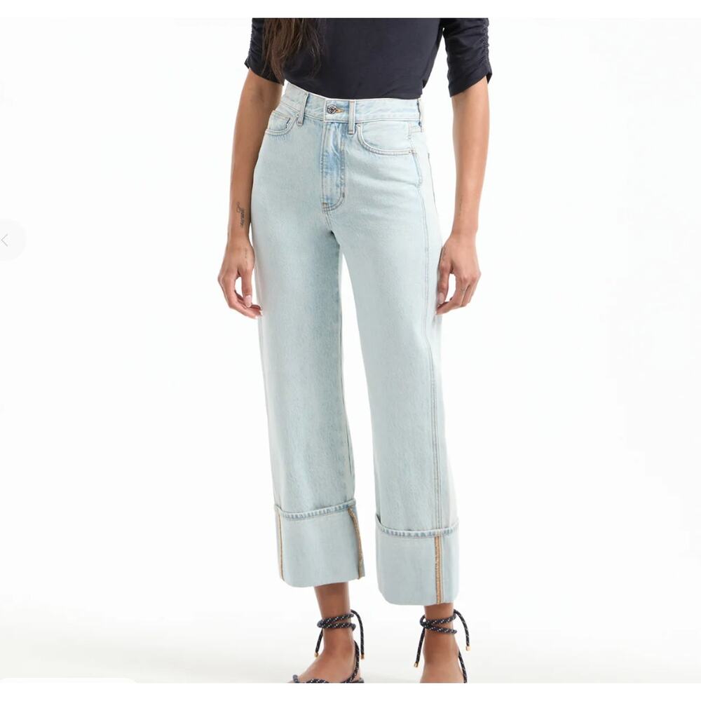 Veronica Beard Jeans DYLAN ANKLE HIGH RISE STRAIGHT Size 27 New Pale Stone READ